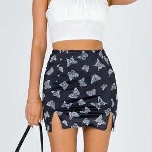 Princess Polly Motel Zaid Butterfly Satin Mini Skirt Black XS